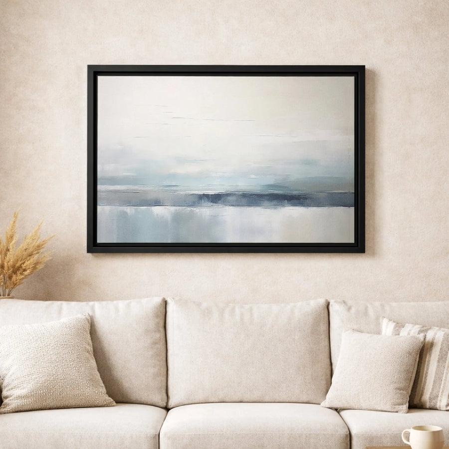 Abstract Seascape Canvas Art | Minimalist Blue and Gray Coastal Wall Decor | Premium Fade-Resistant Gallery Wrap | Modern Office & Home Gift