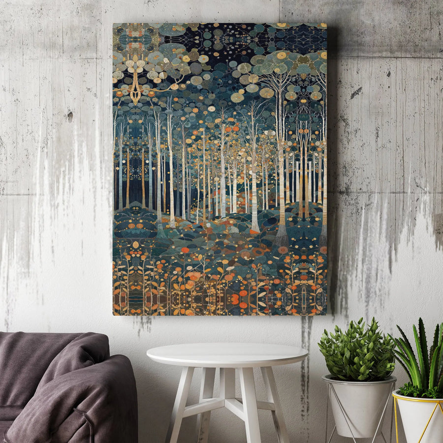 Abstract Forest Canvas Wall Art | Art Nouveau Woodland Print | Premium 1.25" Thick Canvas | Modern Home & Office Decor Gift