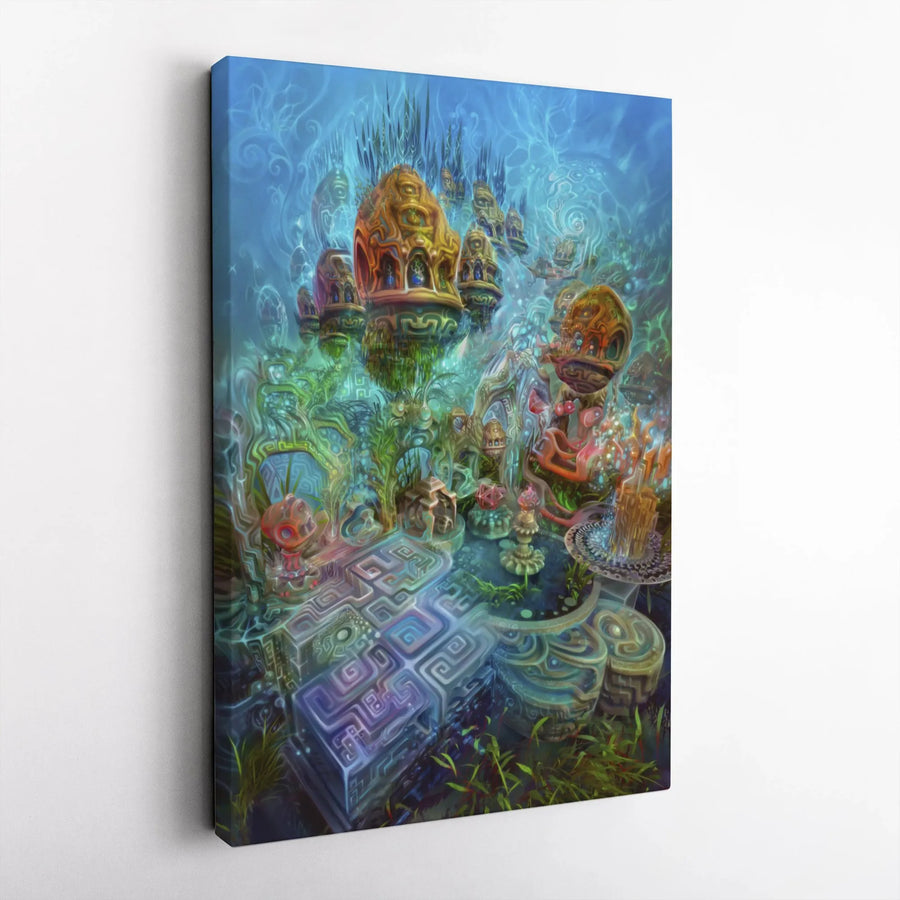 Psychedelic Visionary Canvas Art | Surreal Digital Garden Print | Gallery Quality 1.25" Thick Canvas | Trippy Wall Decor Gift for Meditation Room