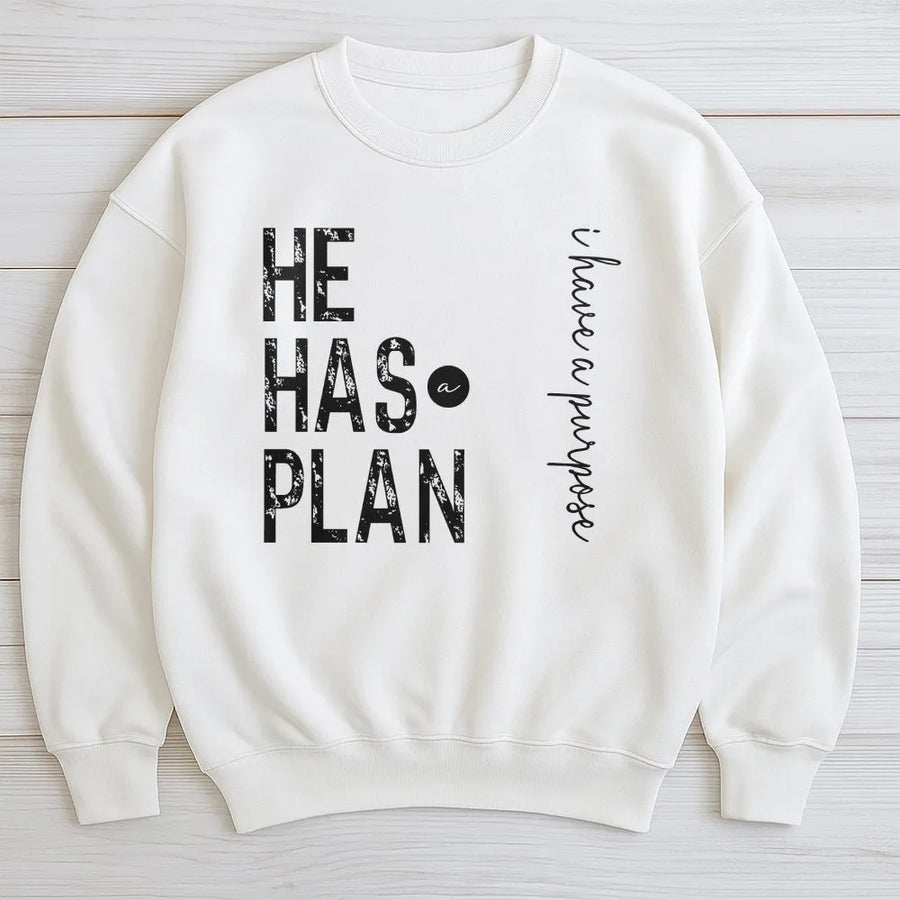 He Has A Plan I Have A Purpose Sweatshirt | Christian Faith Graphic Tee | Premium Cotton Blend | Inspirational Religious Gift For Men And Women