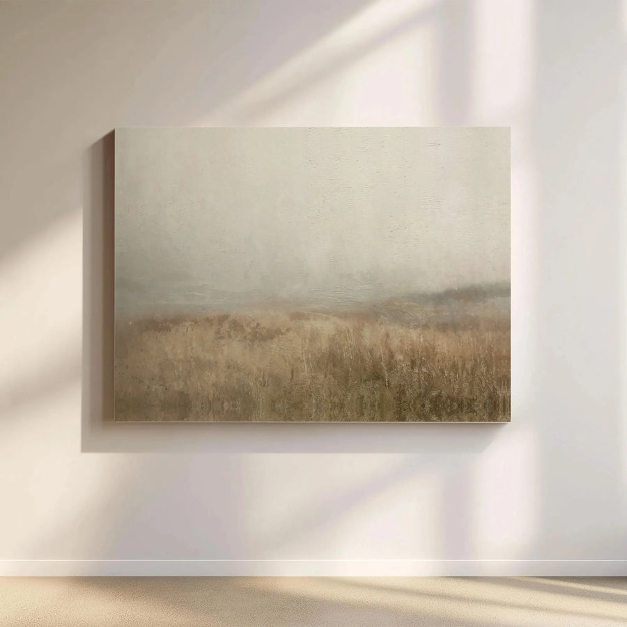 Abstract Landscape Canvas Print | Moody Neutral Meadow Wall Art | Premium Gallery-Wrapped Decor | Minimalist Farmhouse Living Room Home Gift