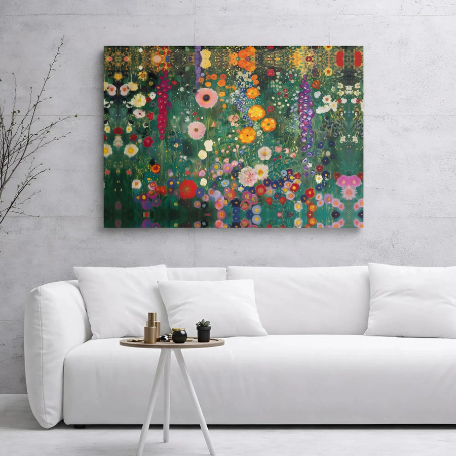Gustav Klimt Flower Garden Canvas Art | Famous Fine Art Reproduction | 1.25 Inch Gallery Wrap | Premium Wall Decor for Living Room