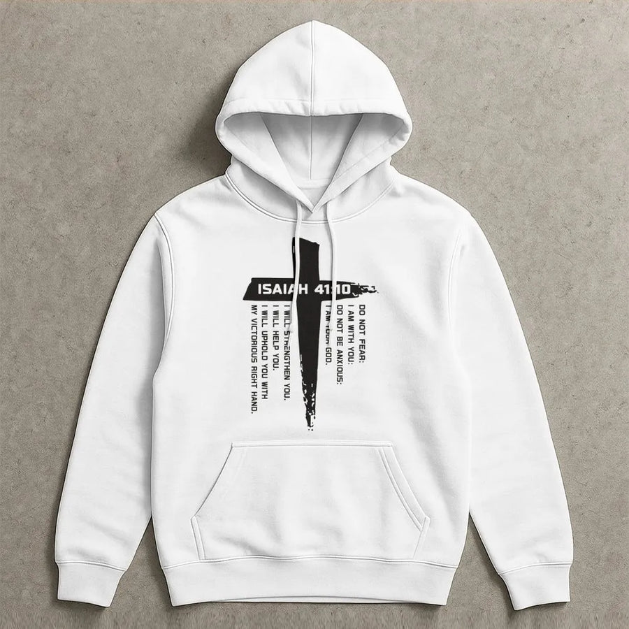 Isaiah 41:10 Christian Hoodie | Fear Not Bible Verse Cross Graphic | Premium Cotton Blend | Faith-Based Inspirational Gift for Men and Women