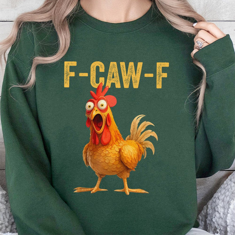 Funny Chicken Sweatshirt | F-Caw-F Graphic Print | Premium Cotton Blend | Gift for Poultry Lovers and Farmers