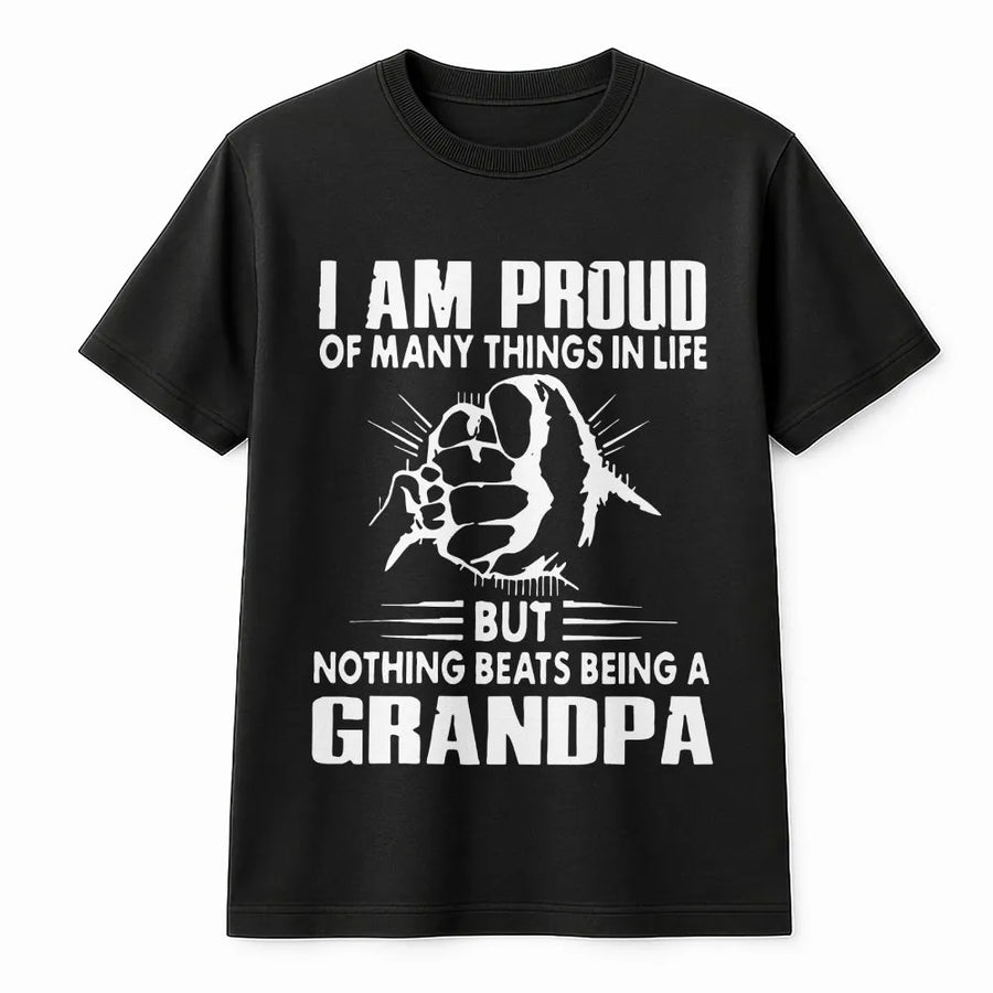 Proud Grandpa T-Shirt | Nothing Beats Being A Grandpa Graphic Sweatshirt | Soft Cotton Blend | Unique Father's Day Gift for Grandfather, New Grandpa
