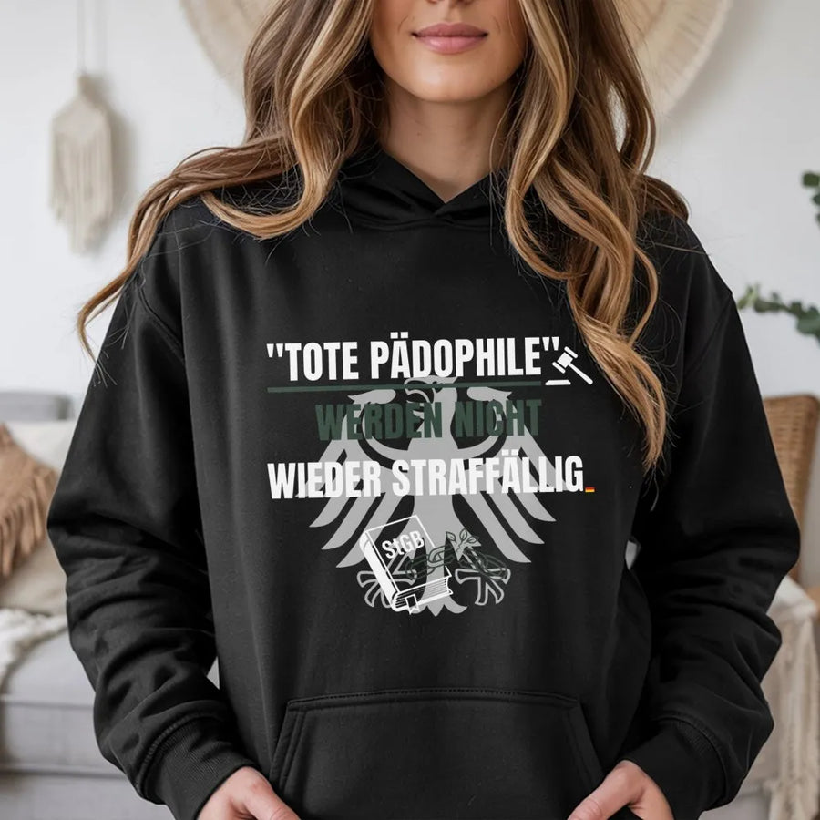 Anti Pedophile Statement Hoodie | German Eagle Tote Pädophile Graphic | Premium Cotton Blend | Unisex Political Activist Gift