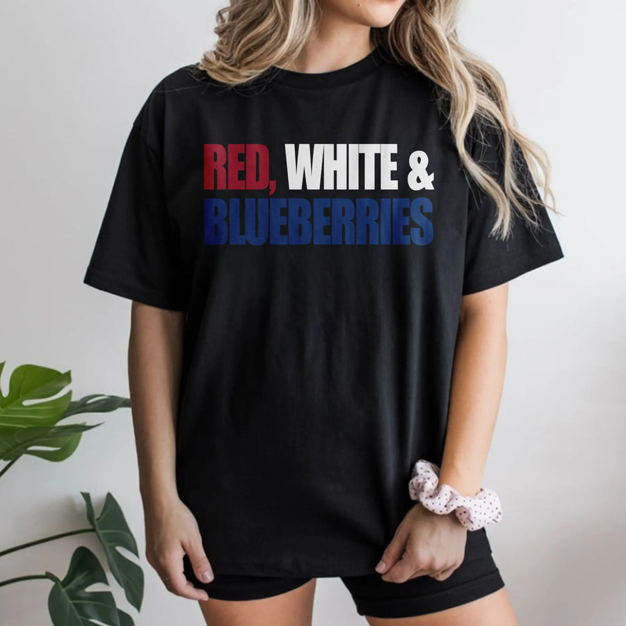 Red White and Blueberries T-Shirt | Patriotic American Flag Graphic Tee | 100% Cotton Premium Quality | USA Independence Day Gift for Patriots