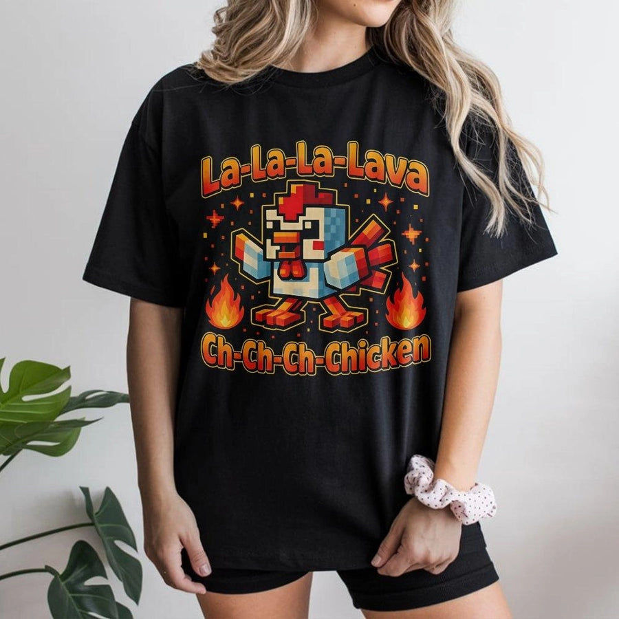 Lava Chicken T-Shirt | Funny Pixel Gamer Graphic Tee | 100% Premium Cotton | Unique Gift for Video Game Fans and Kids