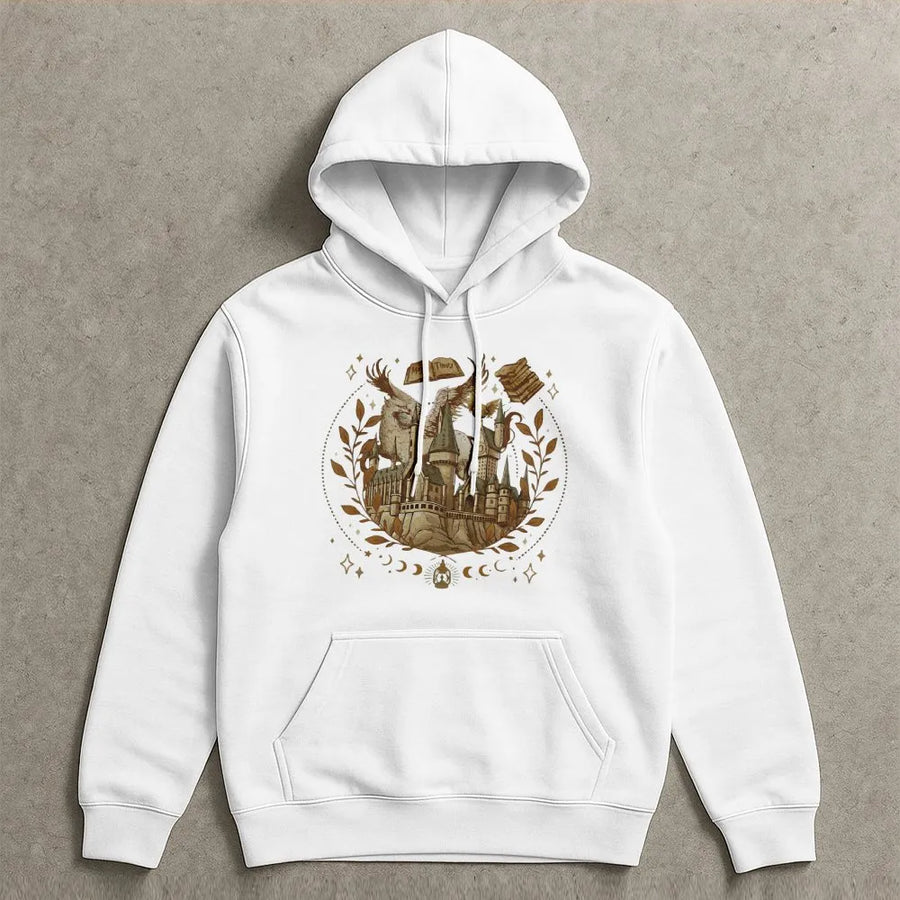 Wizard Castle Hoodie | Magical Bookish Fantasy Graphic Design | Premium Cotton Blend | Gift for Readers and Fantasy Fans