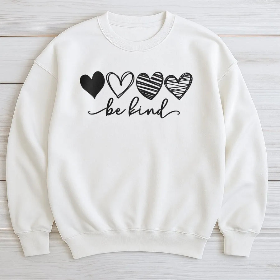 Be Kind Sweatshirt | Motivational Heart Graphic Design | Premium Cotton Blend | Unisex Inspirational Gift for Positivity