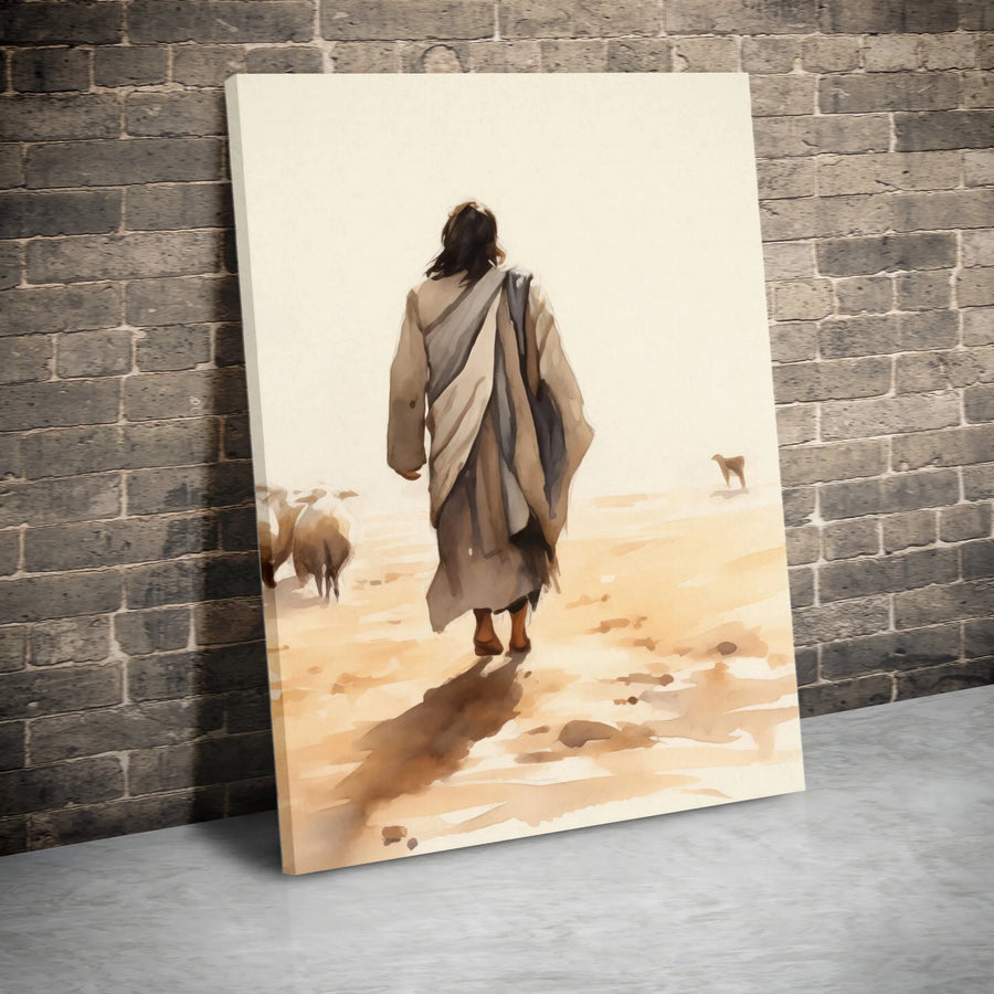 Jesus The Good Shepherd Canvas Art | Watercolor Religious Wall Decor | 1.25-Inch Gallery Wrap | Christian Home Gift For Believers