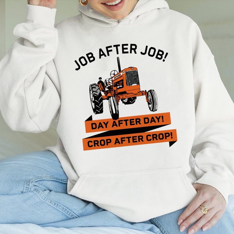Vintage Tractor Hoodie | Job After Job Farm Graphic | Cotton Blend Premium Sweatshirt | Gift for Farmers and Agriculture Enthusiasts