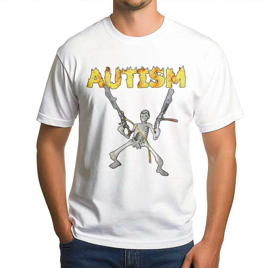 Autism Skeleton Meme T-Shirt | Funny Graphic Print Design | Premium Soft Cotton Tee | Humorous Neurodivergent Apparel Gift for Teens and Adults