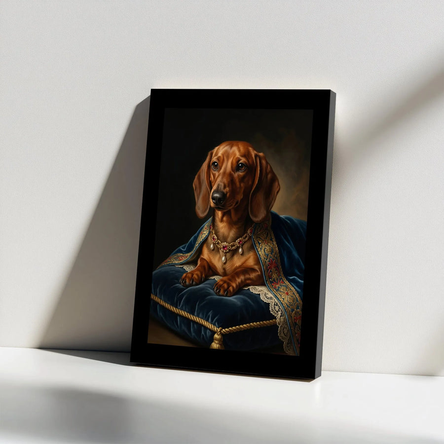 Royal Dachshund Portrait Canvas | Renaissance Style Regal Pet Art | Premium Gallery Wrap | Collector's Gift for Wiener Dog Mom