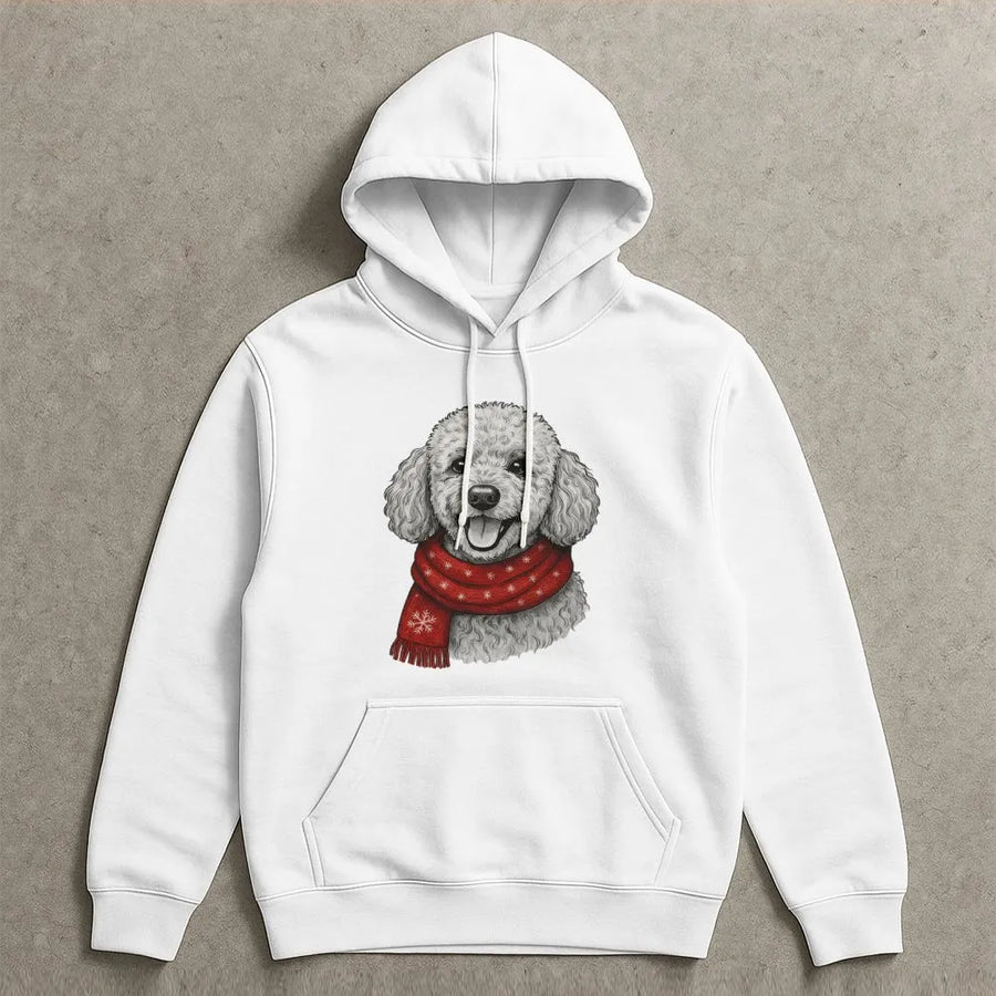 Poodle Christmas Hoodie | Festive Scarf Design | Premium Cotton Blend | Holiday Gift For Dog Lovers & Poodle Mom