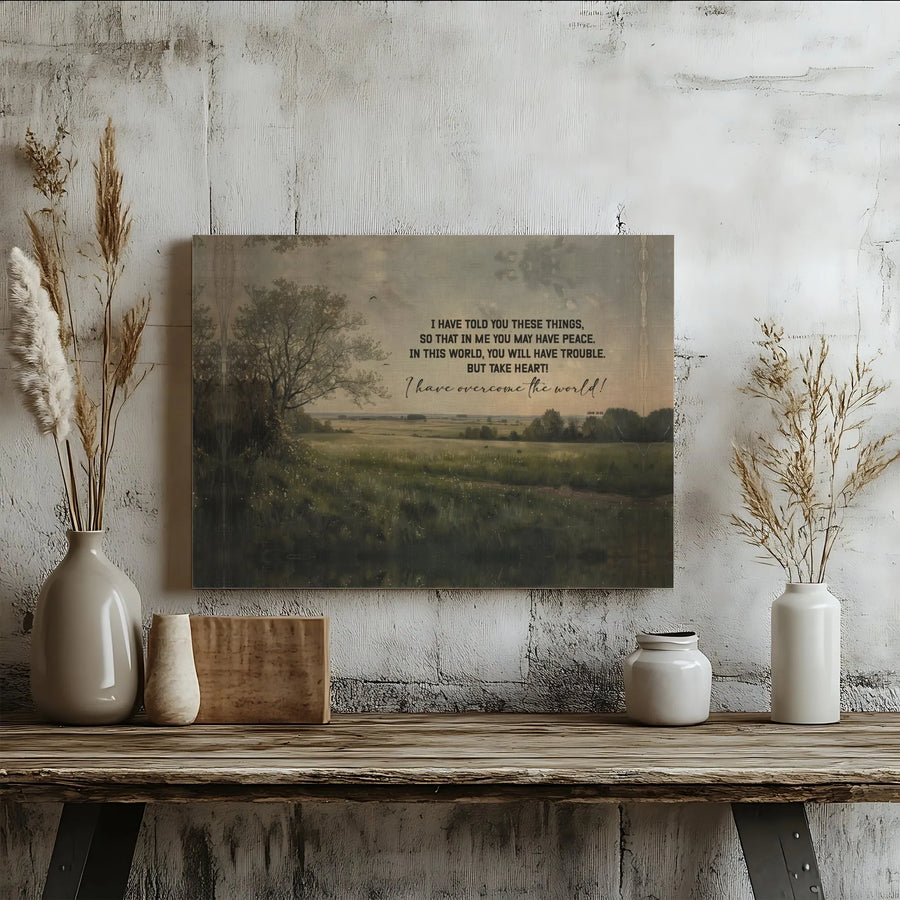 John 16:33 Bible Verse Canvas Art | Landscape Christian Wall Decor | Premium Fade-Resistant Print | Spiritual Gift for Home or Office