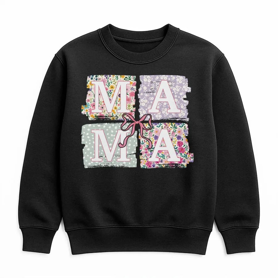 Mama Sweatshirt with Coquette Bow | Floral Graphic Mom Sweatshirt | Soft Cotton-Poly Blend | Mother's Day Gift for New Moms