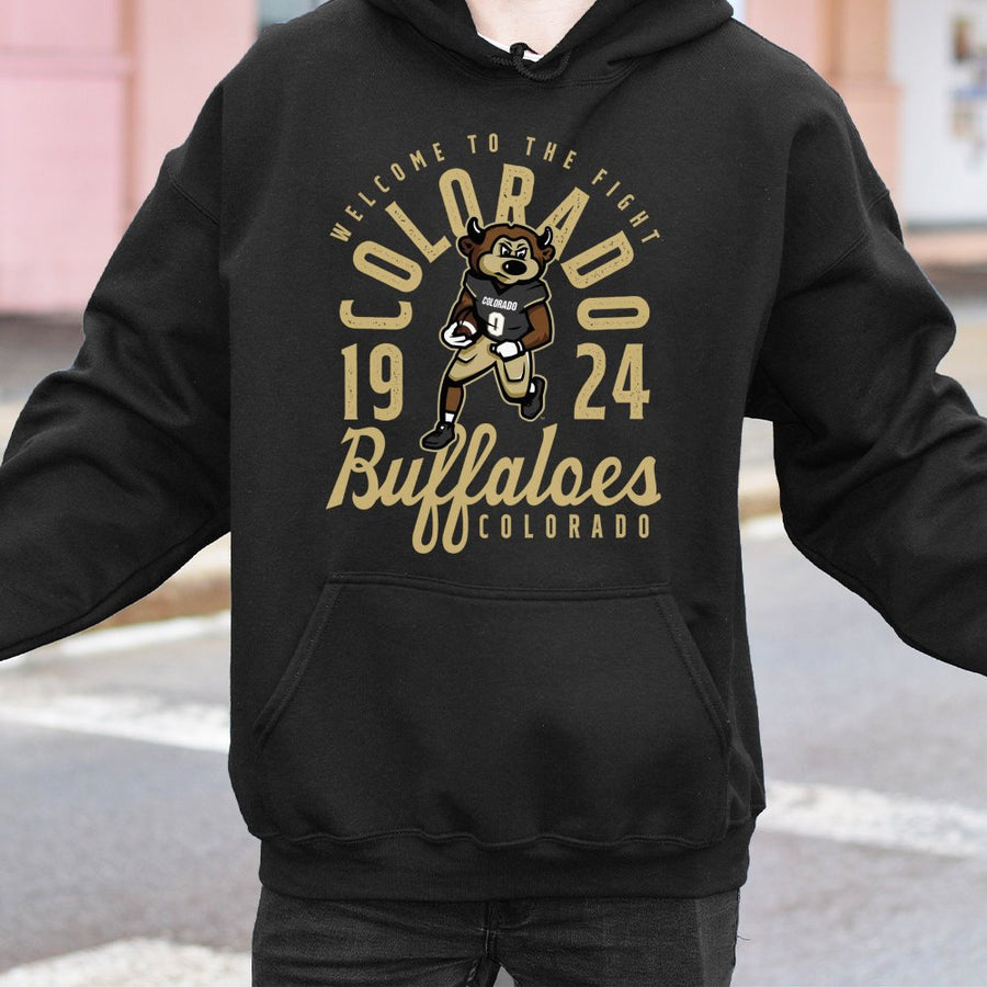 Welcome To The Fight Colorado 1924 Buffaloes With A Football Mascot Hoodie