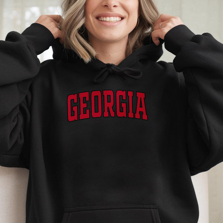 Georgia Red Varsity Font Hoodie