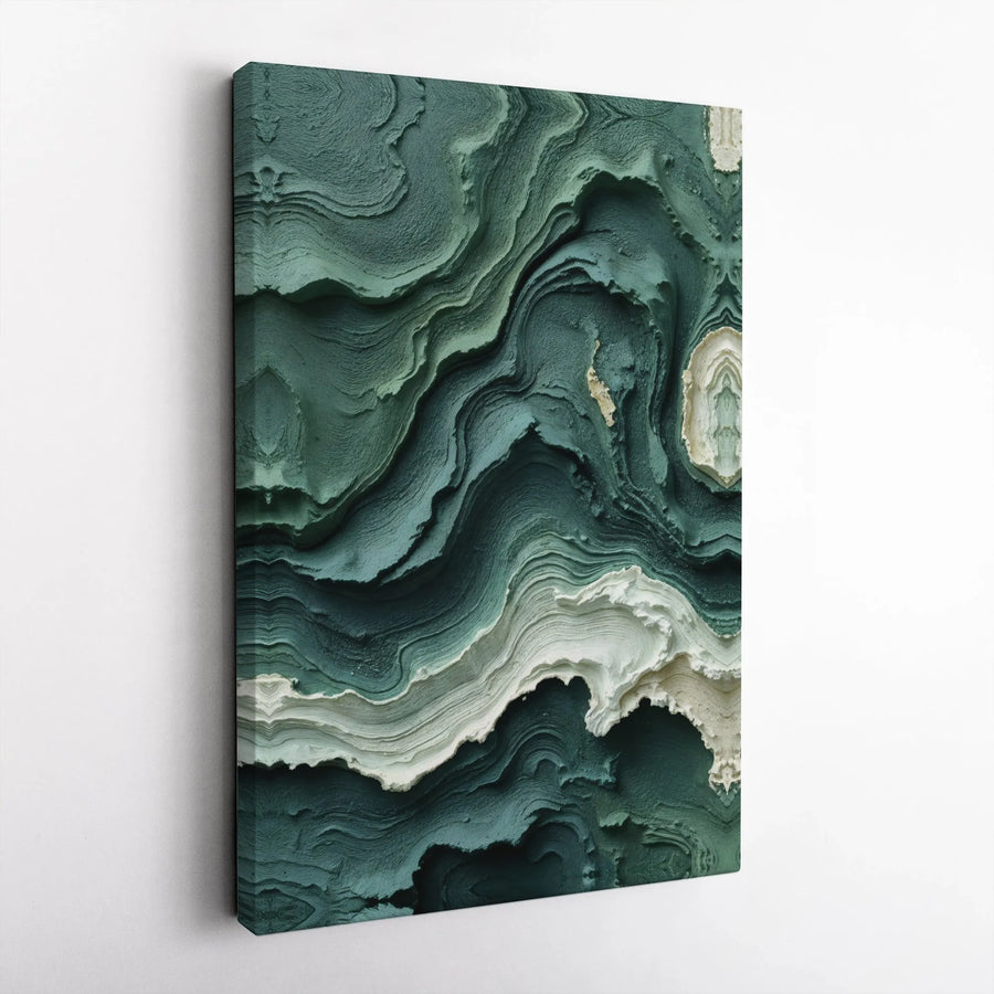 Abstract Green Canvas Wall Art | Modern 3D Textured Effect Print | Premium Gallery Wrapped Canvas | Large Minimalist Art for Living Room Decor