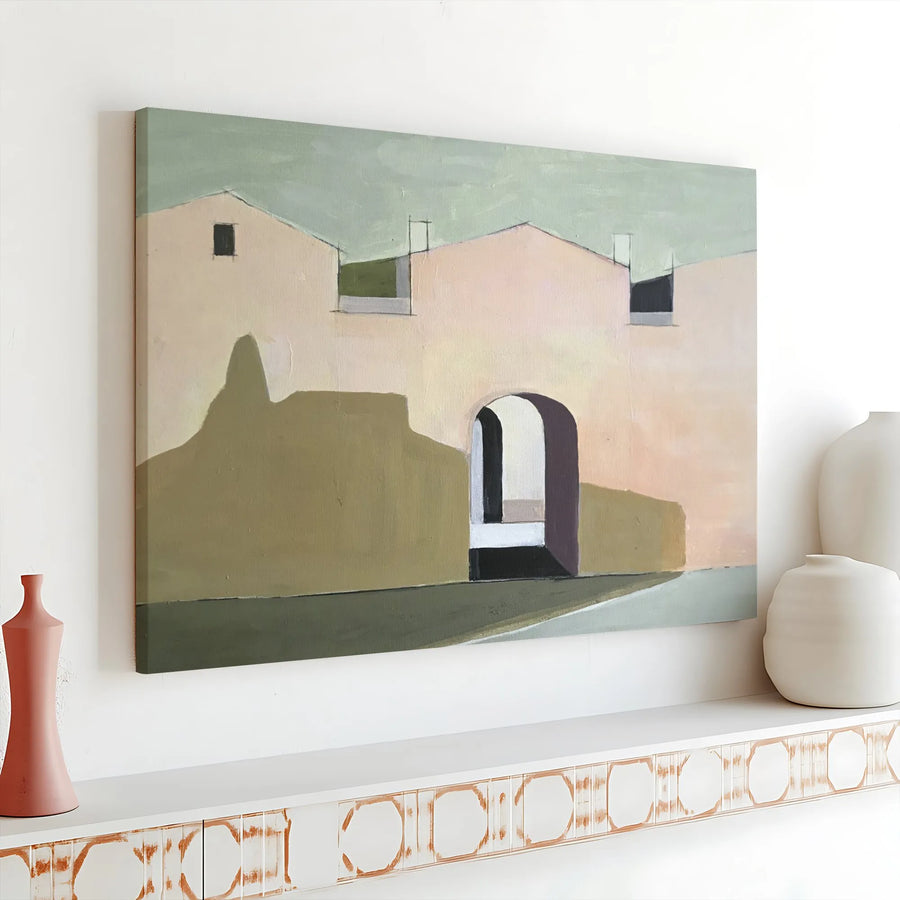 Minimalist Architecture Canvas | Modern Abstract Cityscape Painting | Premium Gallery Wrapped Art | Living Room Decor Gift