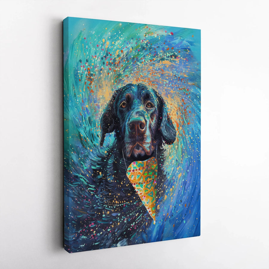 Black Labrador Canvas Art | Colorful Abstract Dog Painting | Premium Gallery Wrapped Decor | Unique Pet Lover Gift