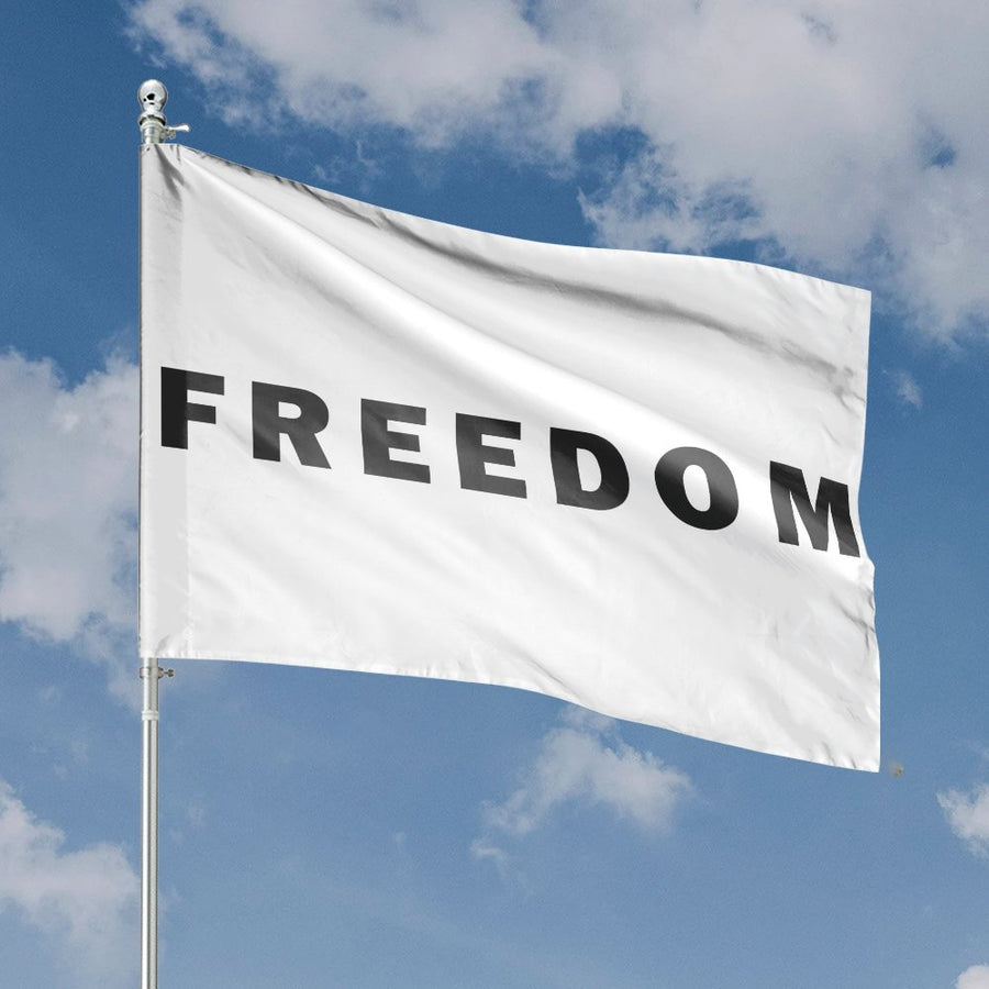 Freedom House Flag | Minimalist Bold Black Text Design | Premium Weather-Resistant Polyester | Patriotic Outdoor Home Decor Gift