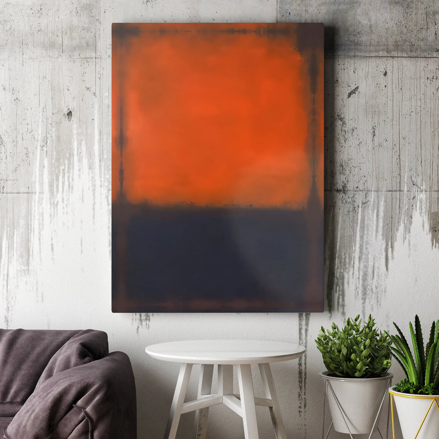 Abstract Orange and Black Canvas Print | Minimalist Color Block Wall Art | Premium Gallery-Wrapped 1.25 Inch Profile | Modern Home Office Decor