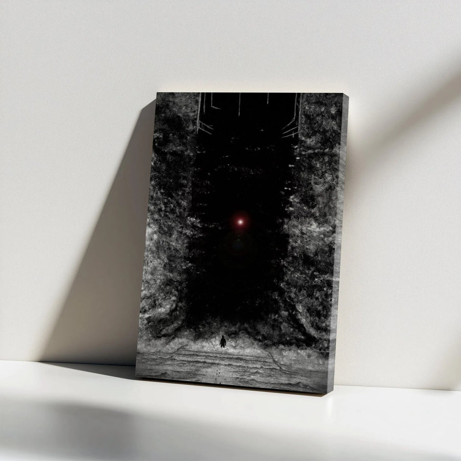 Dark Abstract Canvas Print | Lone Figure in Mysterious Chasm Art | Premium Gallery Wrap Canvas | Modern Moody Home & Office Decor Gift