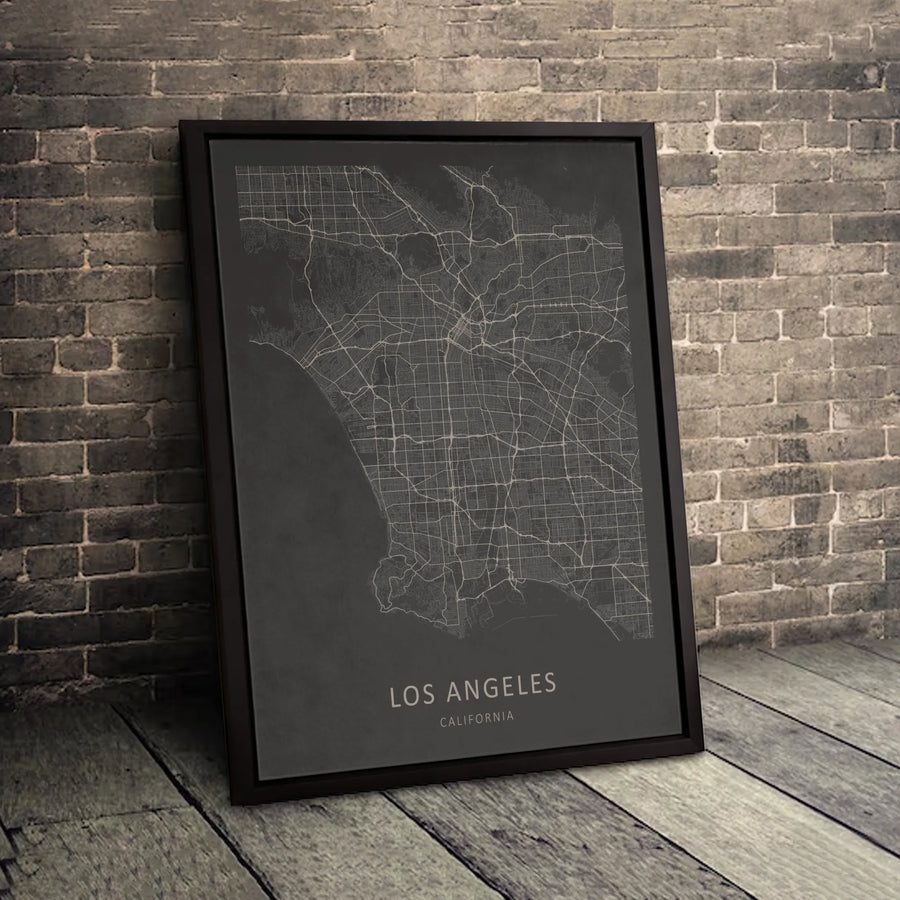 Los Angeles Map Canvas Wall Art | Minimalist Black and White City Street Map Print | Premium Gallery-Wrapped Decor | Gift for LA Lover and Traveler