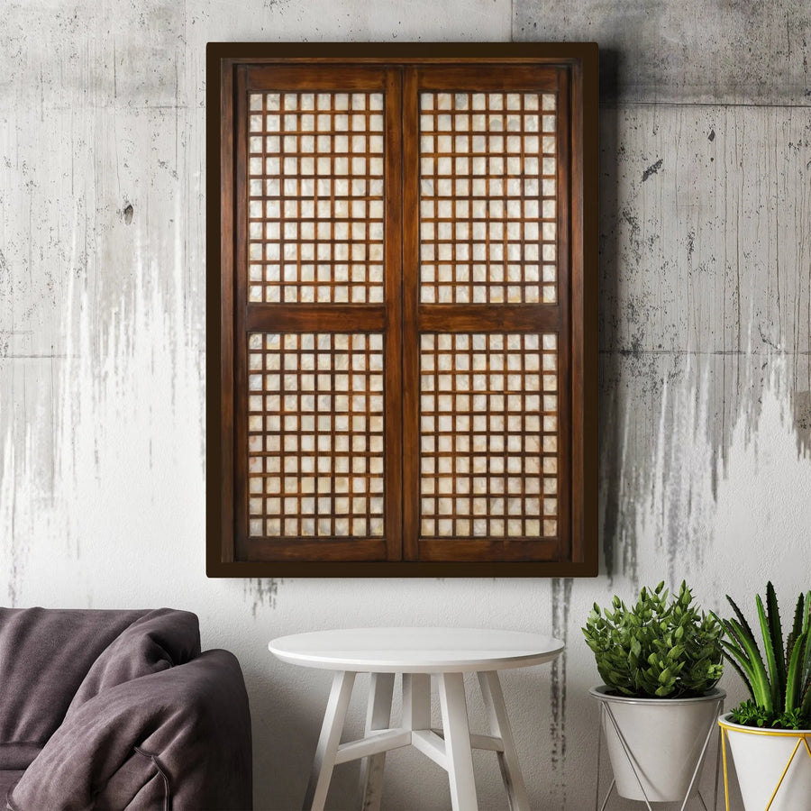 Filipino Capiz Window Wall Art | Rustic Philippine Window Print | Premium Stretched Canvas | Cultural Pinoy Home Decor Gift