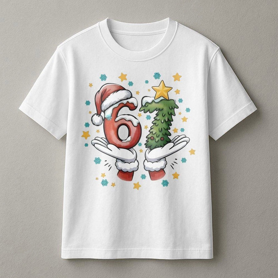 67 Christmas T-Shirt | Santa Claus Hands Meme Graphic Tee | Premium 100% Cotton Apparel | Funny Holiday Gift for Men and Women