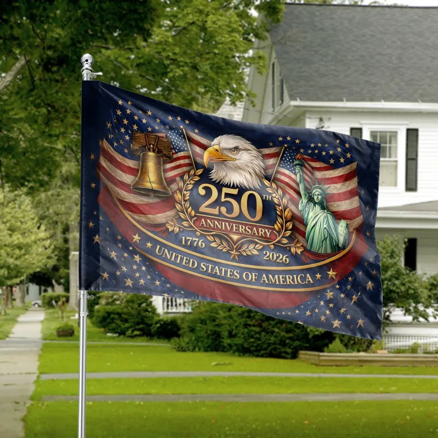 USA 250th Anniversary House Flag | 1776-2026 Collector's Design | Double Sided Polyester | Patriotic American Yard Decor Gift