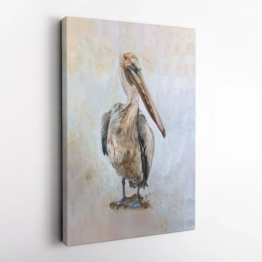 Pelican Wall Art Canvas Print | Watercolor Bird Illustration | Premium Gallery Quality Canvas | Coastal Home Decor Gift for Bird Watcher