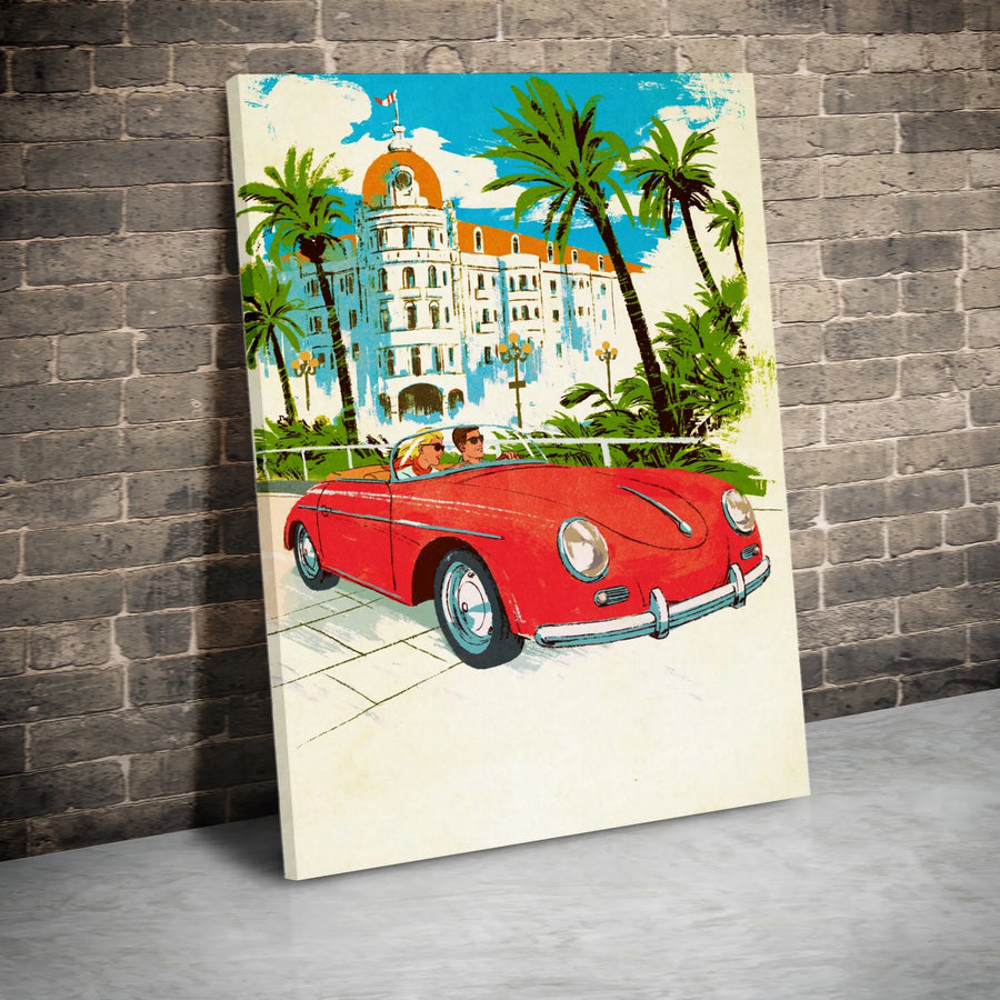 St. Tropez Vertical Canvas | Retro French Riviera Travel Poster Print | Premium Gallery Wrapped Wall Art | Collector's Home Decor Gift