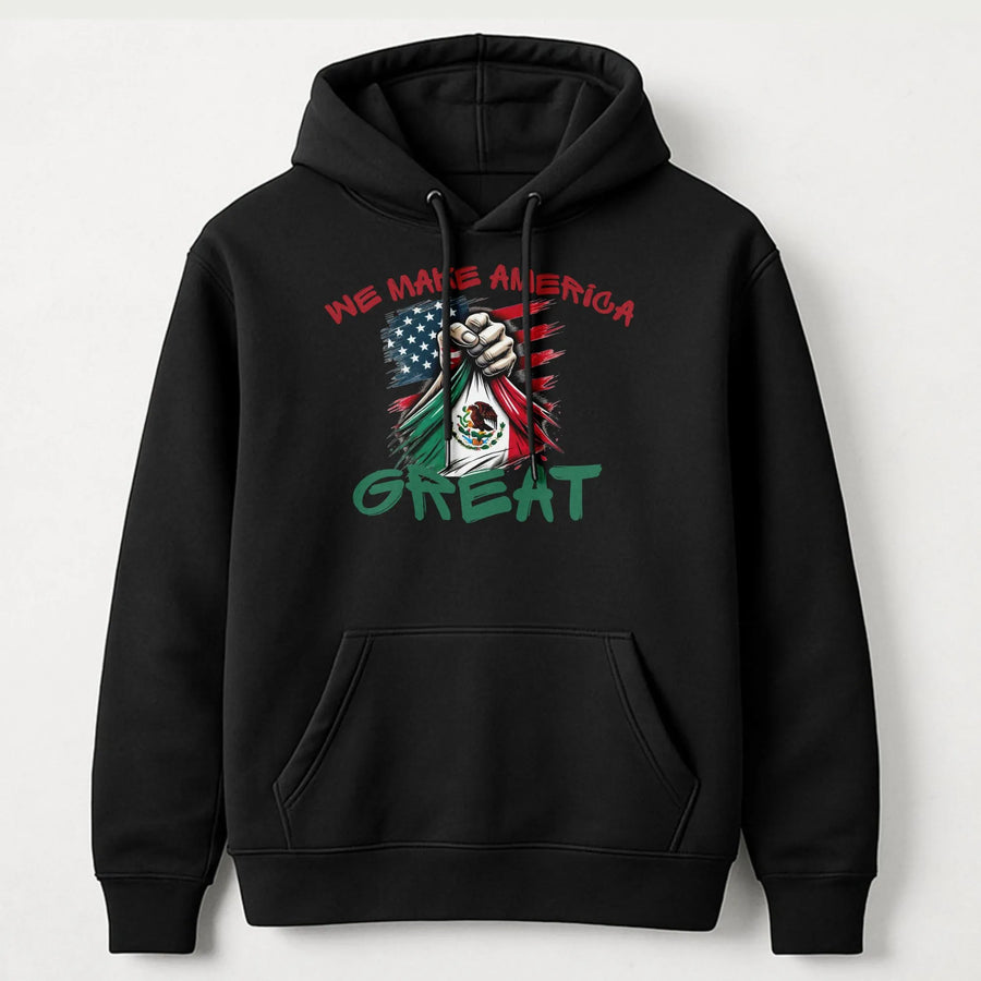 Mexican American Pride Hoodie | Dual Flag Graphic Fist Design | Soft Cotton Blend Premium Sweatshirt | Heritage Gift for Men and Women