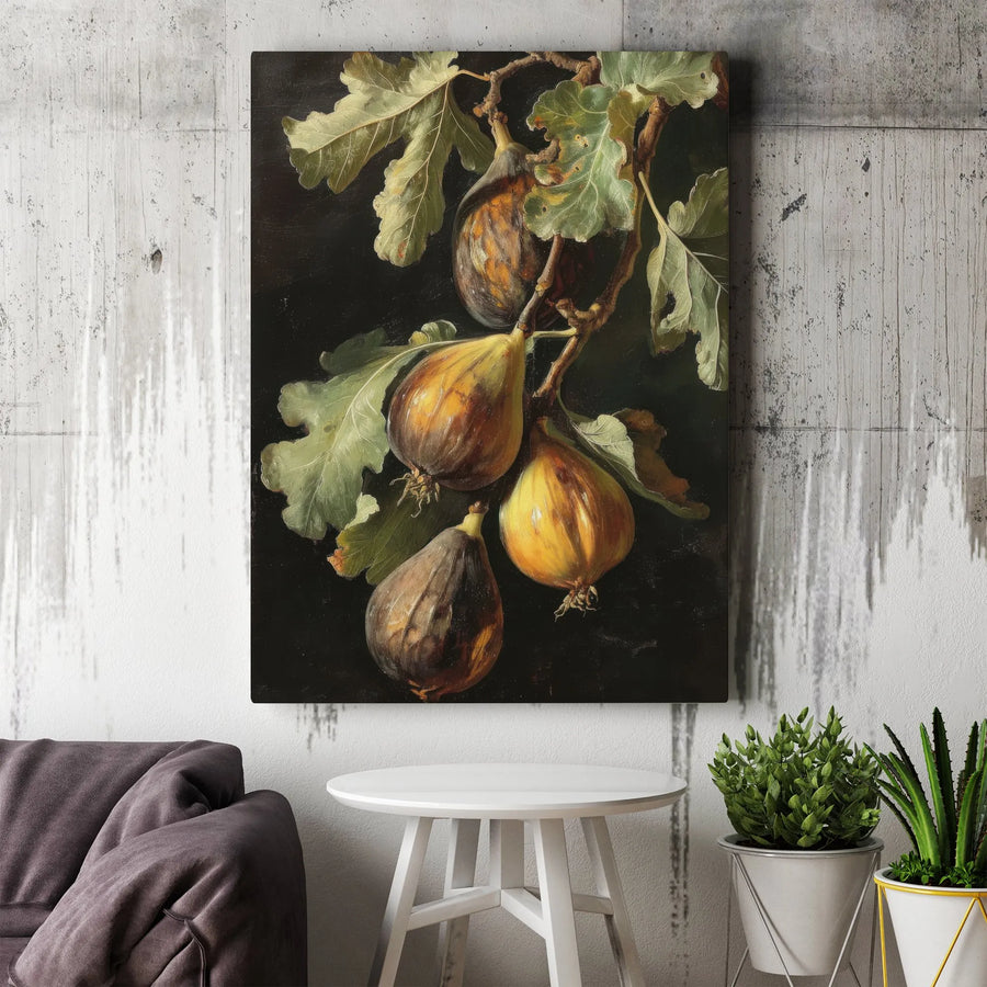 Still Life Fig Art Print Canvas | Botanical Fruit Wall Decor | Premium Gallery Wrap | Kitchen and Dining Room Wall Art Gift
