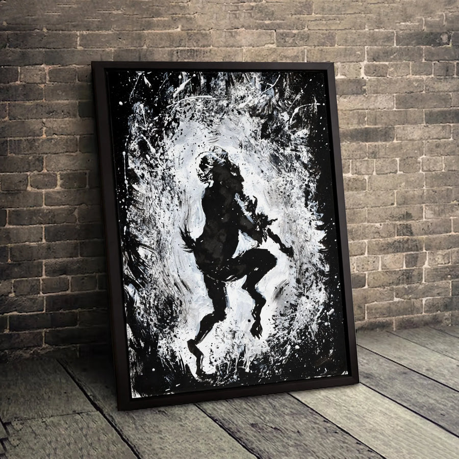 Dancing Faun Canvas Print | Abstract Black and White Music Wall Art | Premium Gallery Wrapped Decor | Mythological Fantasy Gift for Music Lovers