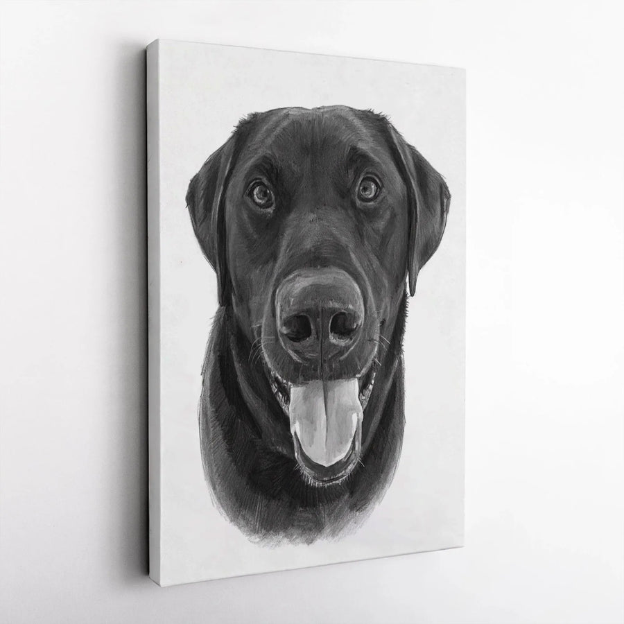 Black Labrador Portrait Canvas Wall Art | Charcoal Sketch Style Dog Print | Premium 1.25" Gallery Wrap | Perfect Gift for Dog Lovers
