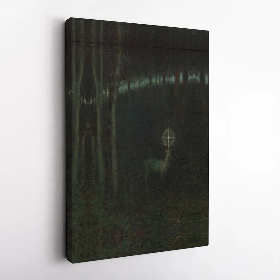 Mystical Stag Canvas Print | Vintage Dark Academia Forest Painting | Premium Thick Gallery Canvas | Moody Gothic Home Decor Gift