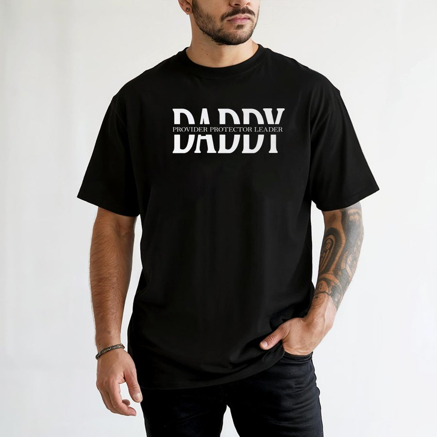 Daddy Provider Protector Leader T-Shirt | Minimalist Graphic Father's Day 2026 Gift | 100% Cotton Premium Tee | Apparel for Dads & New Fathers