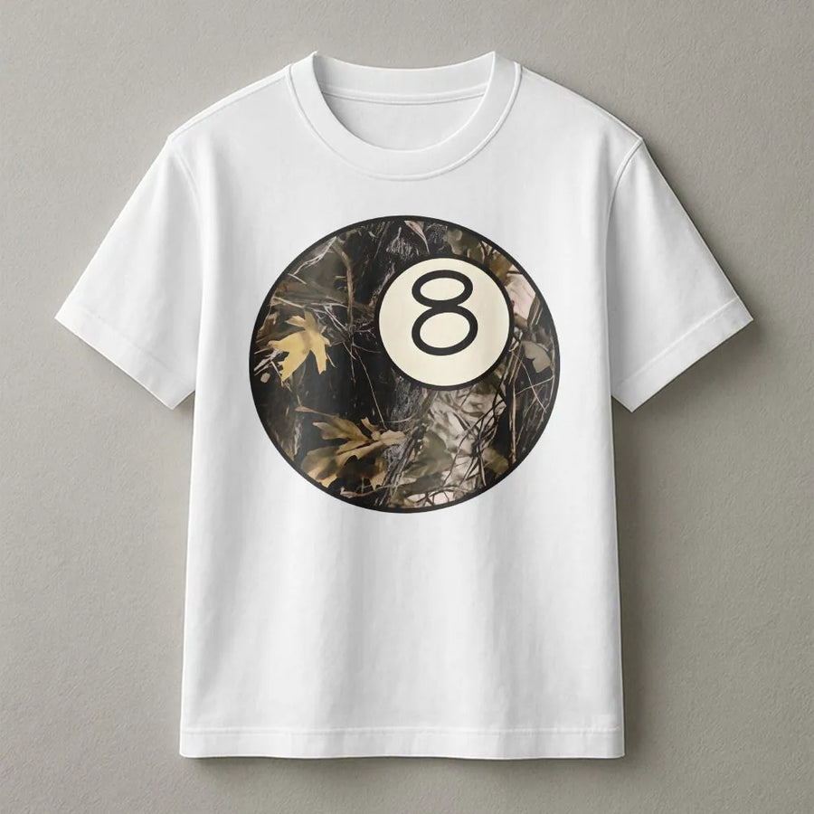 Camo 8 Ball T-Shirt | Rustic Forest Leaf Graphic | Premium 100% Cotton | Western Country Concert Outfit Gift for Her