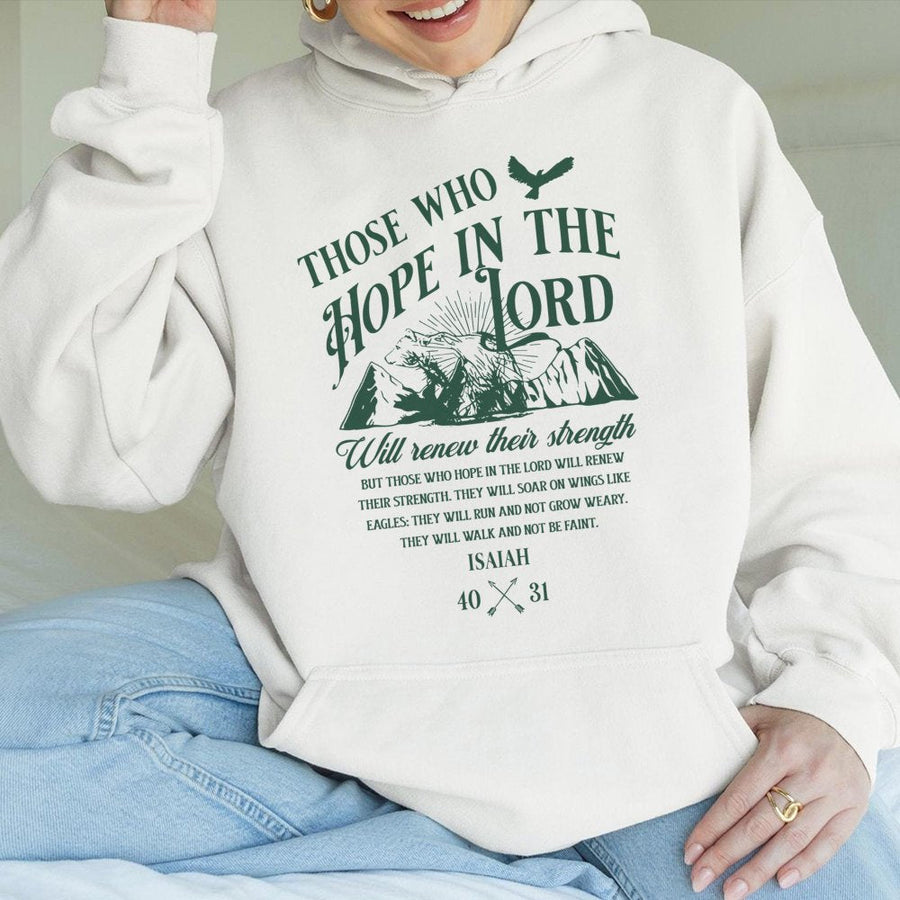 Isaiah 40:31 Christian Hoodie | Hope In The Lord Scripture Design | Premium Cotton-Poly Blend | Religious Gift For Men And Women
