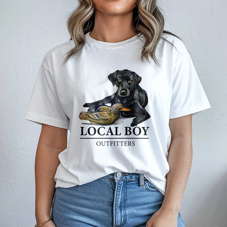 Black Labrador Duck Hunting T-Shirt | Vintage Retriever Dog Graphic | 100% Soft Cotton Premium Tee | Outdoor Gift For Hunters & Dog Lovers
