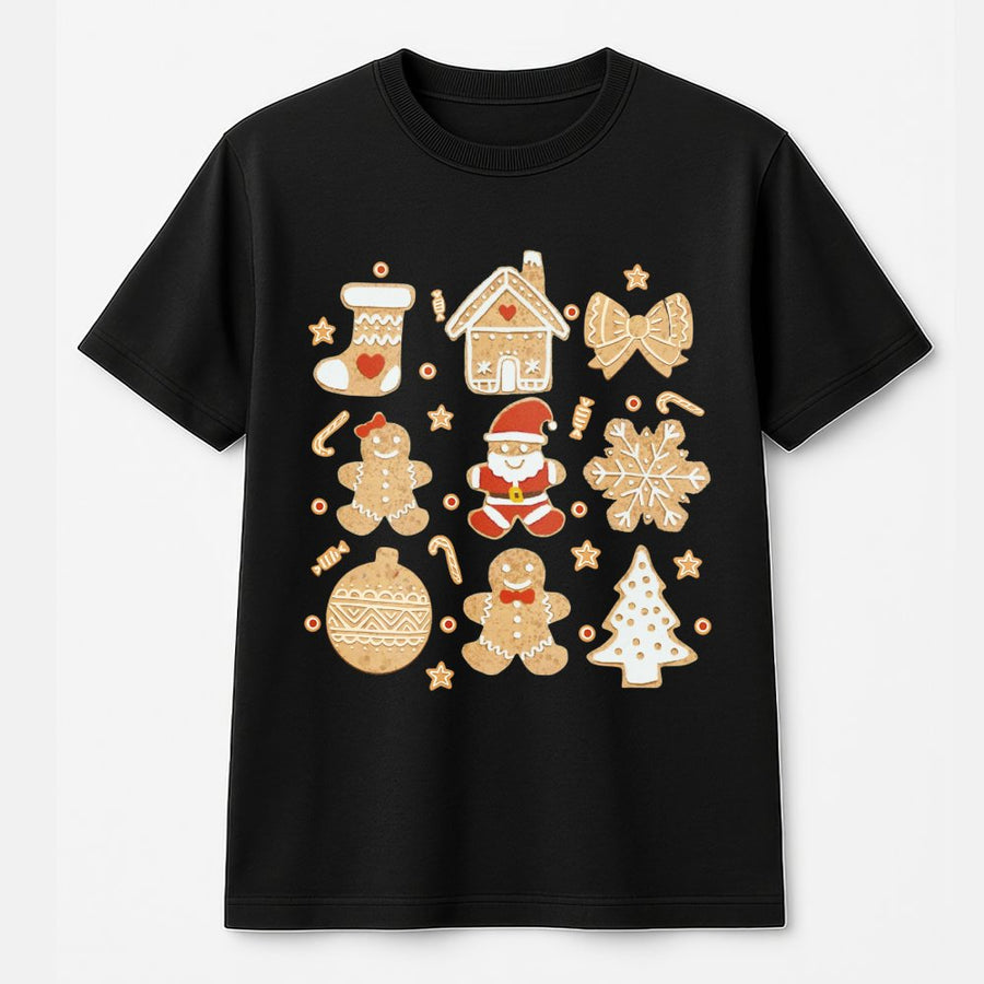 Gingerbread Christmas T-Shirt | Cute Holiday Cookie Graphic Print | 100% Cotton Premium Tee | Festive Family Matching Outfit Gift