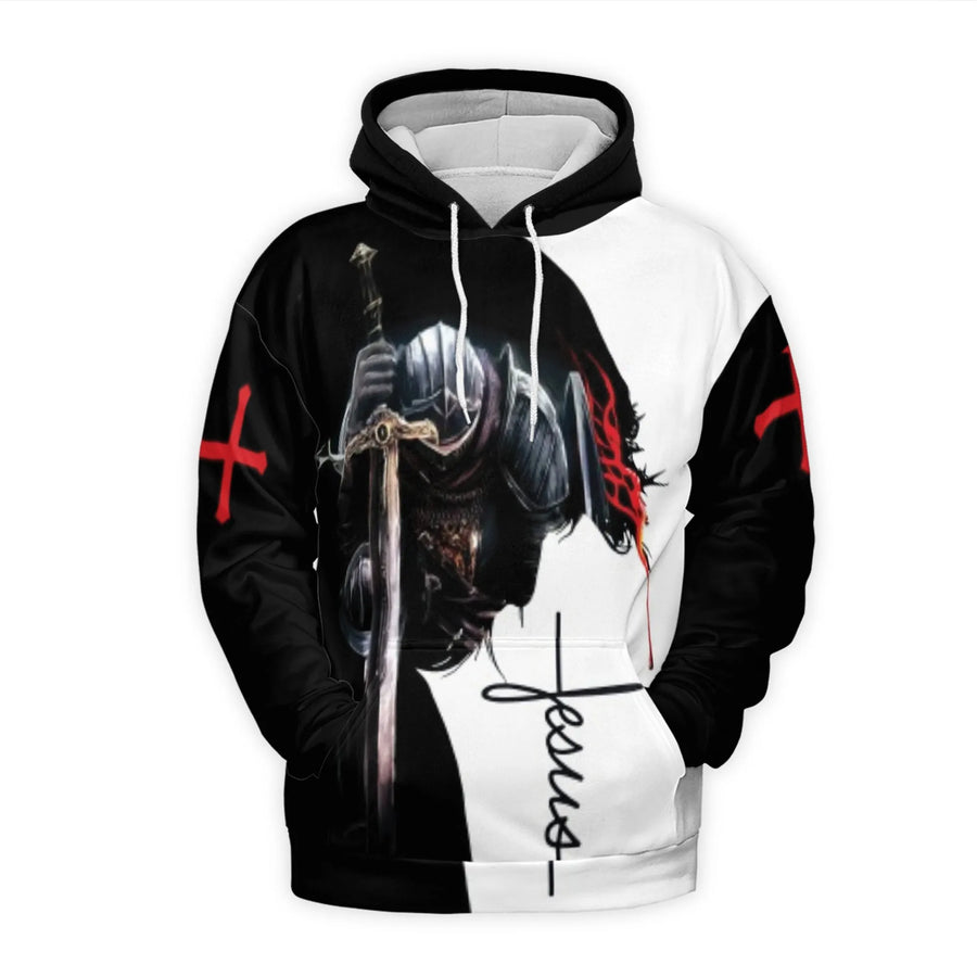Warrior Of Christ Hoodie | Knight Templar Faith 3D Print | Premium Polyester Fleece | Religious Gift For Men