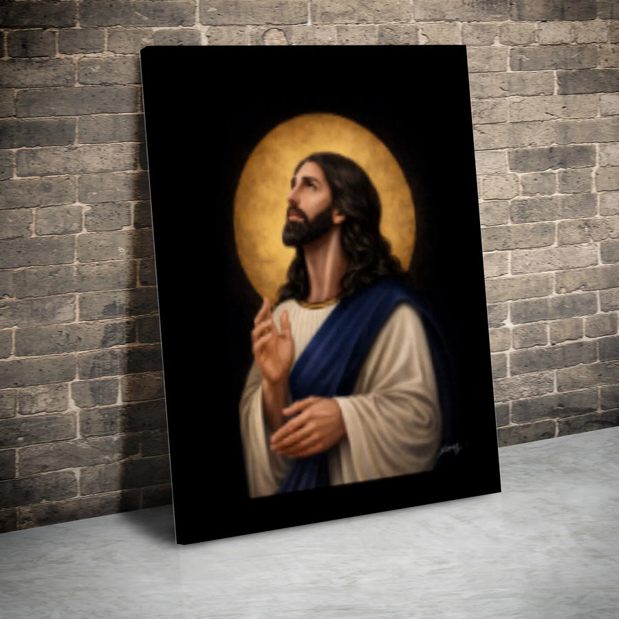 Jesus Christ Portrait Canvas | Golden Halo Religious Wall Art | Premium 1.25 Inch Gallery Wrap | Christian Home Decor & Inspirational Gift