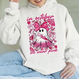 Breast Cancer Awareness Hoodie | Pink Ghost Coquette Nurse Design | Soft Cotton Blend | Halloween Nursing School Gift for RN Student