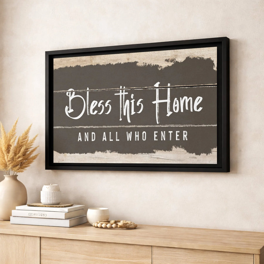 Bless This Home Canvas Wall Art | Rustic Farmhouse Typography Print | Premium 1.25-Inch Gallery Wrap | Meaningful Housewarming Gift Decor
