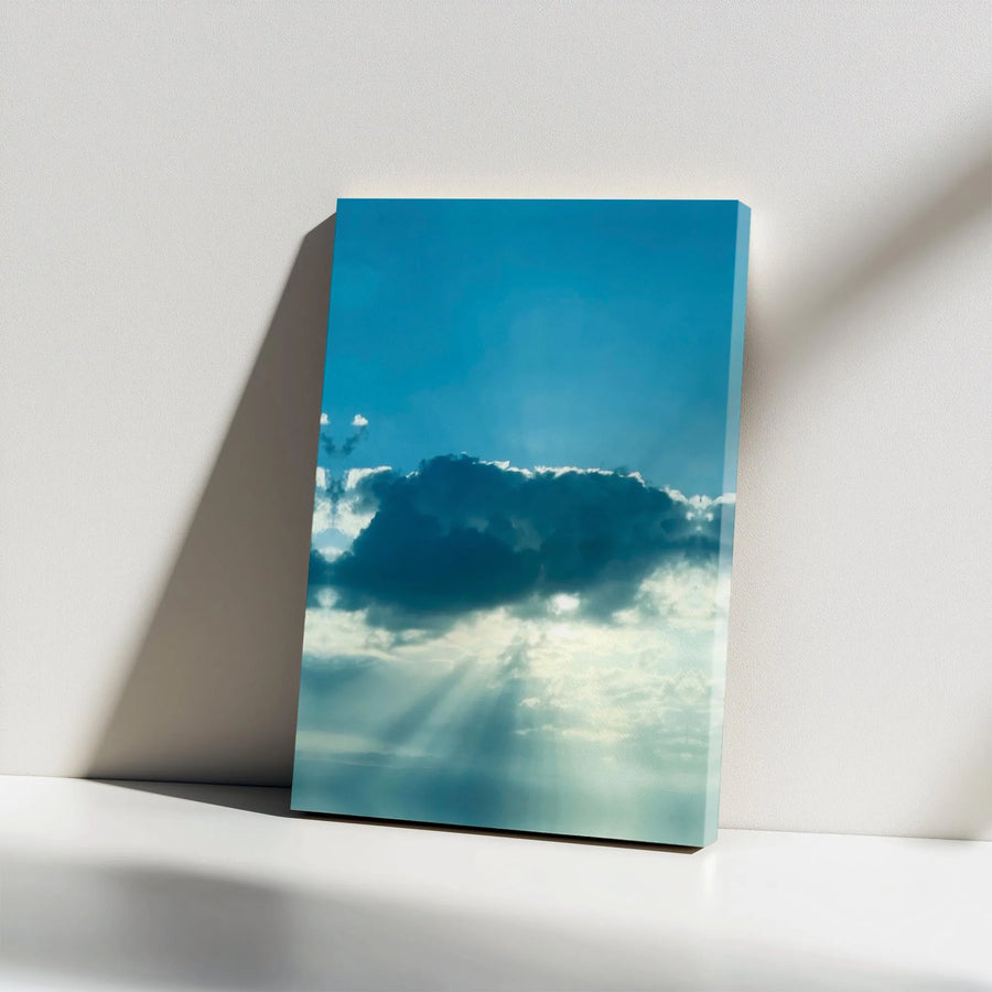 Sun Rays Through Clouds Canvas Wall Art | Heavenly Sky Photography Print | Premium 1.25" Deep Gallery Wrap | Inspirational Home & Office Decor Gift